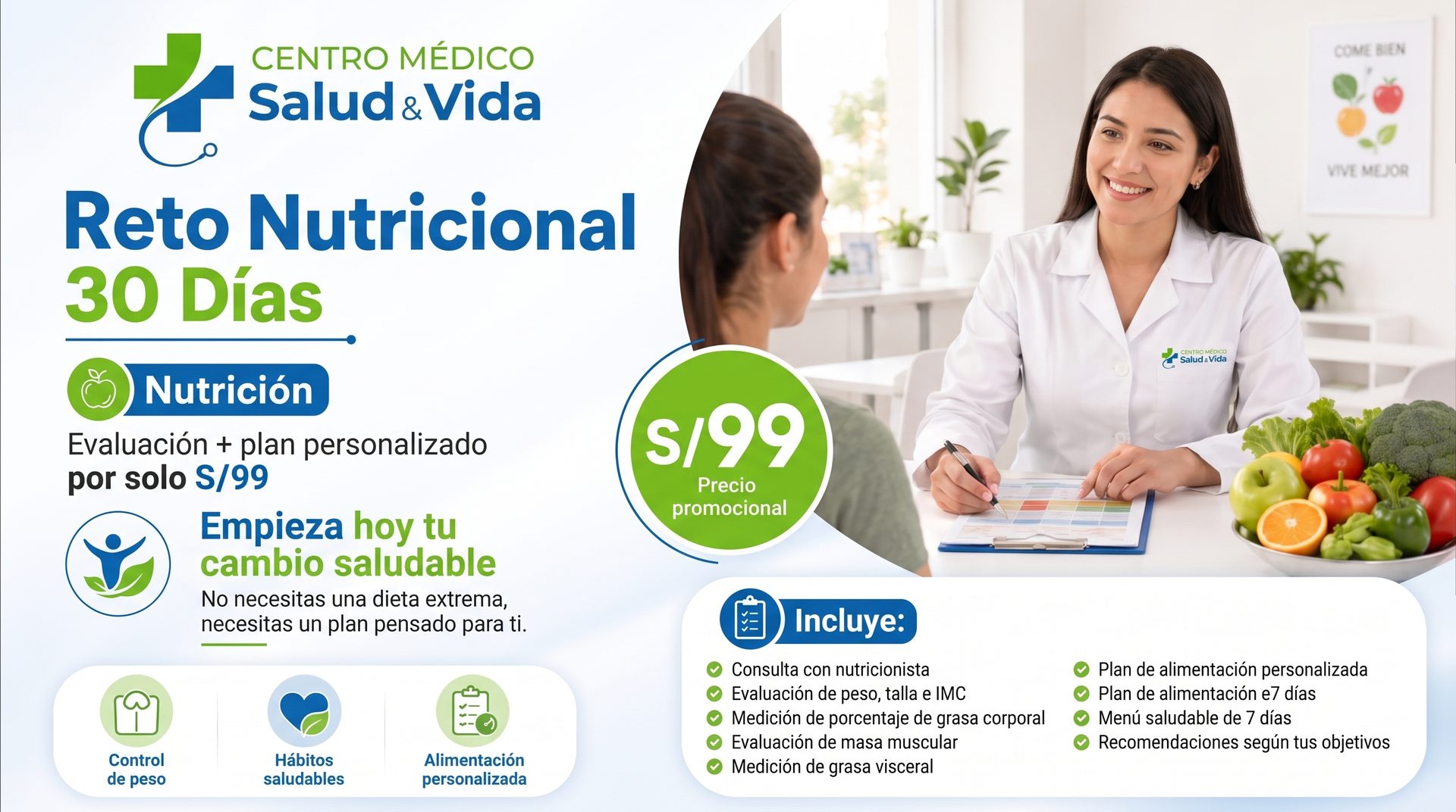 Promoción Reto Nutricional 30 Días a S/99