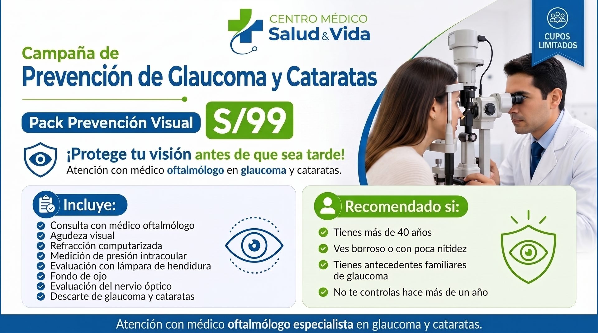 Promoción Prevención de Glaucoma y Cataratas a S/99